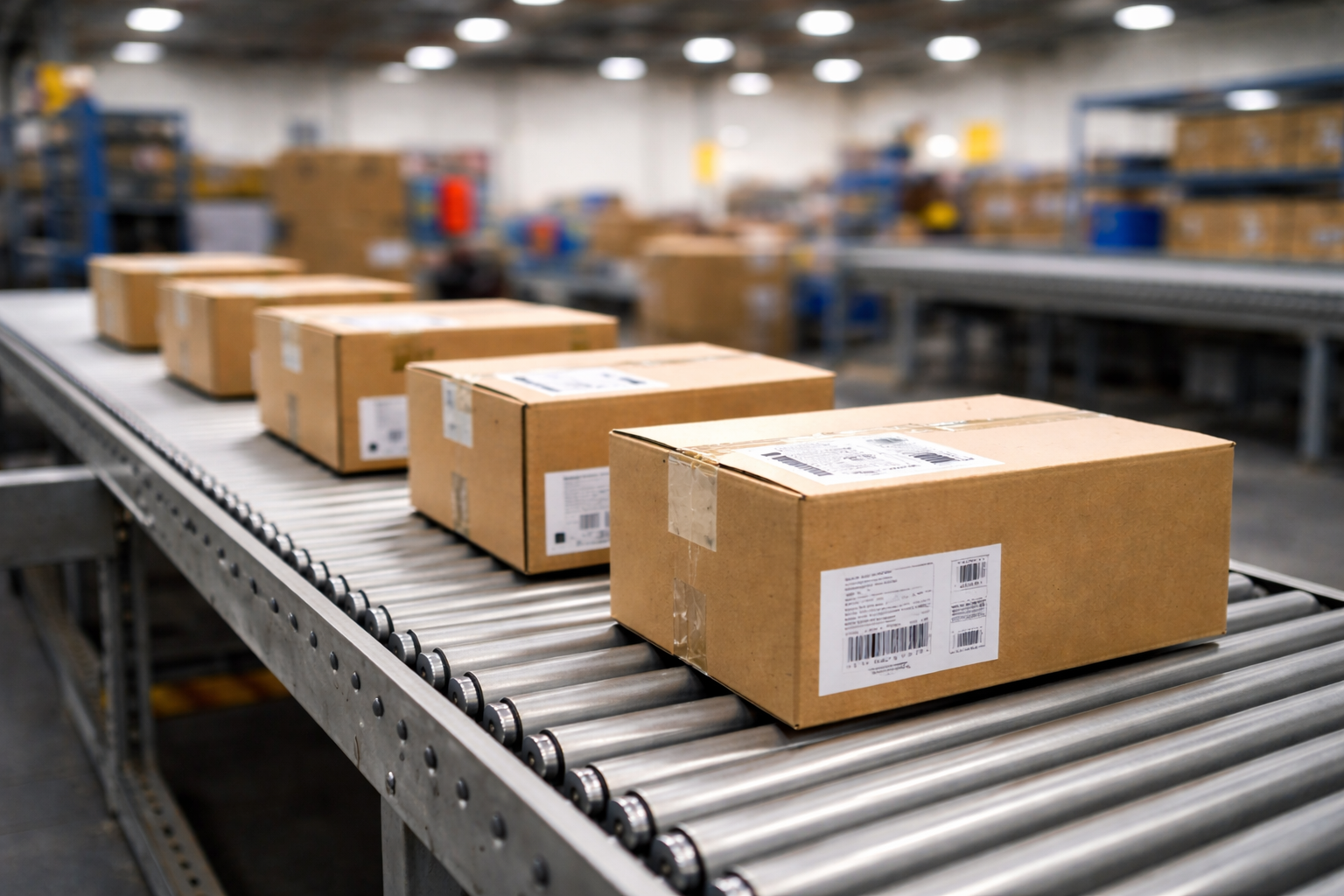 Pick and pack fulfilment with packed ecommerce orders ready for dispatch