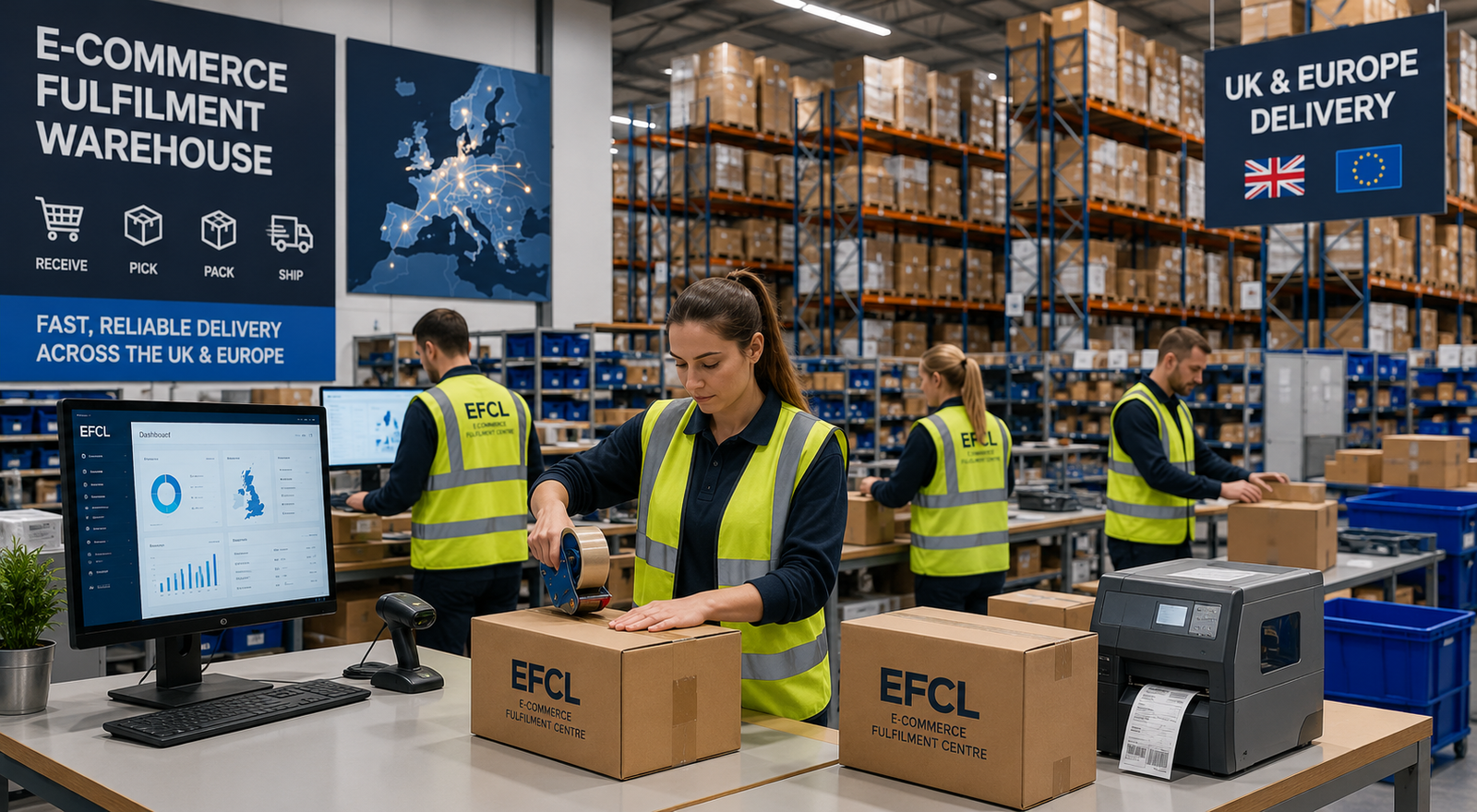 Modern ecommerce fulfilment warehouse handling online retail orders in the UK