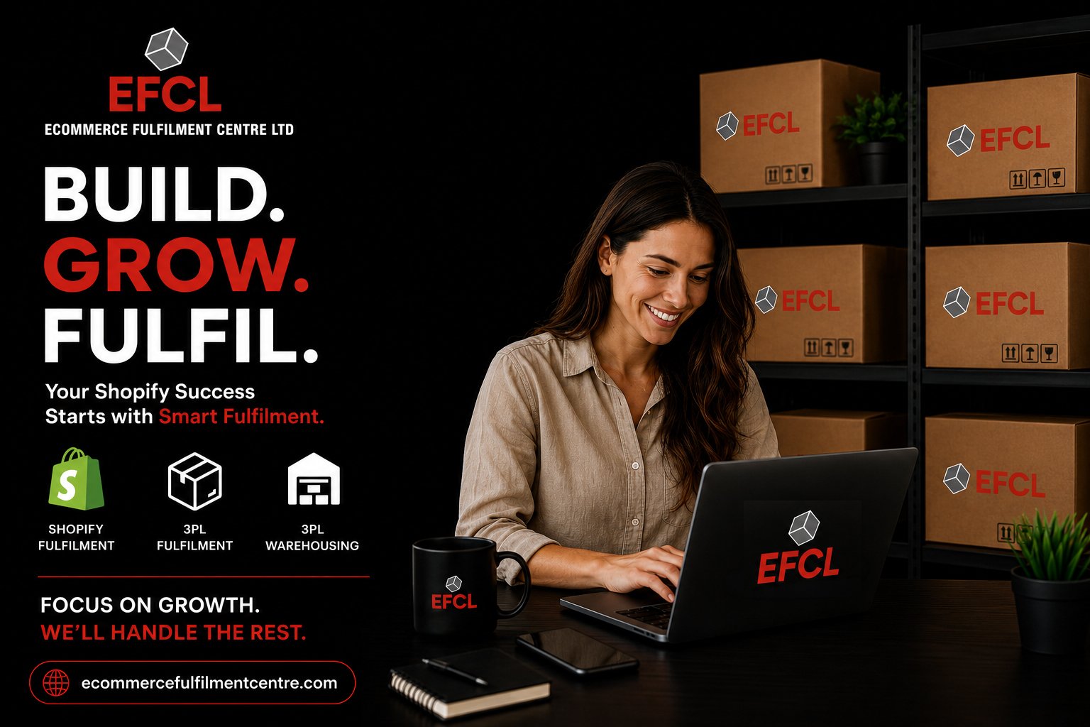 Shopify Fulfilment – Build, Grow and Scale Your Online Business with EFCL Shopify Fulfilment services helping online businesses grow with professional 3PL warehousing and order fulfilment