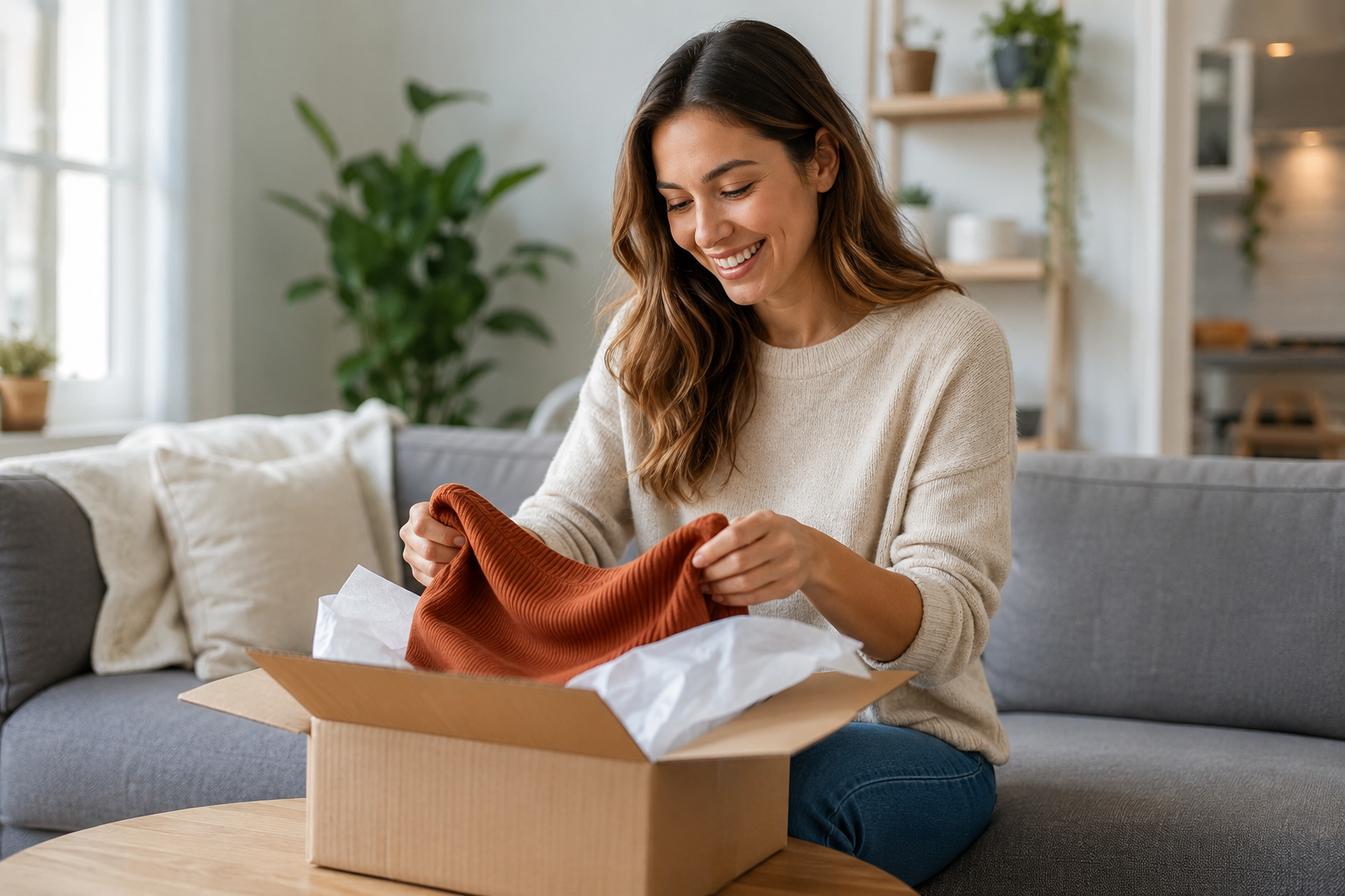 Same Day Order Fulfilment Delivers a Great Customer Experience Customer happily unboxing an online order delivered through a same day order fulfilment service.