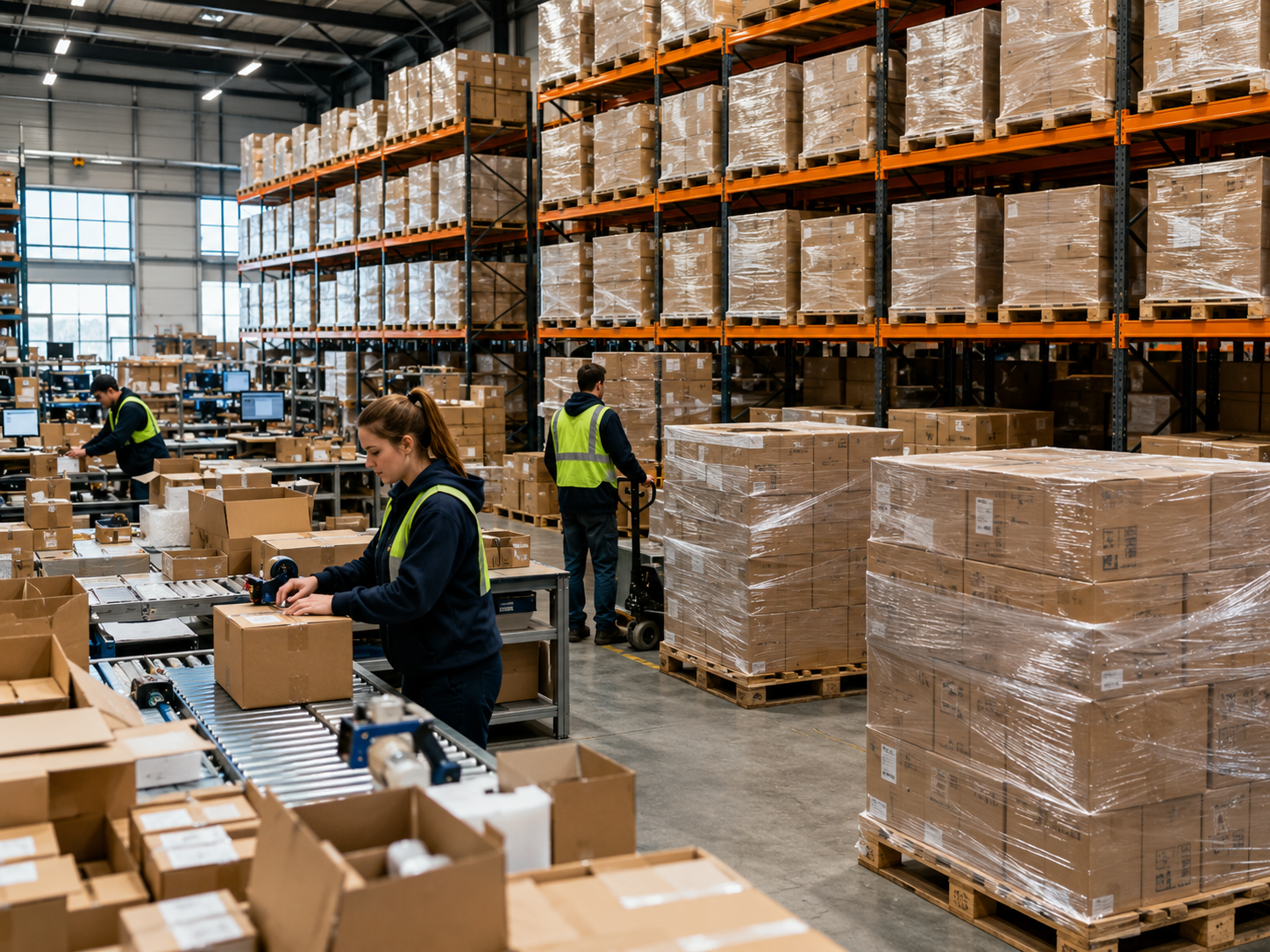 Ecommerce fulfilment warehouse using short term pallet storage for seasonal stock