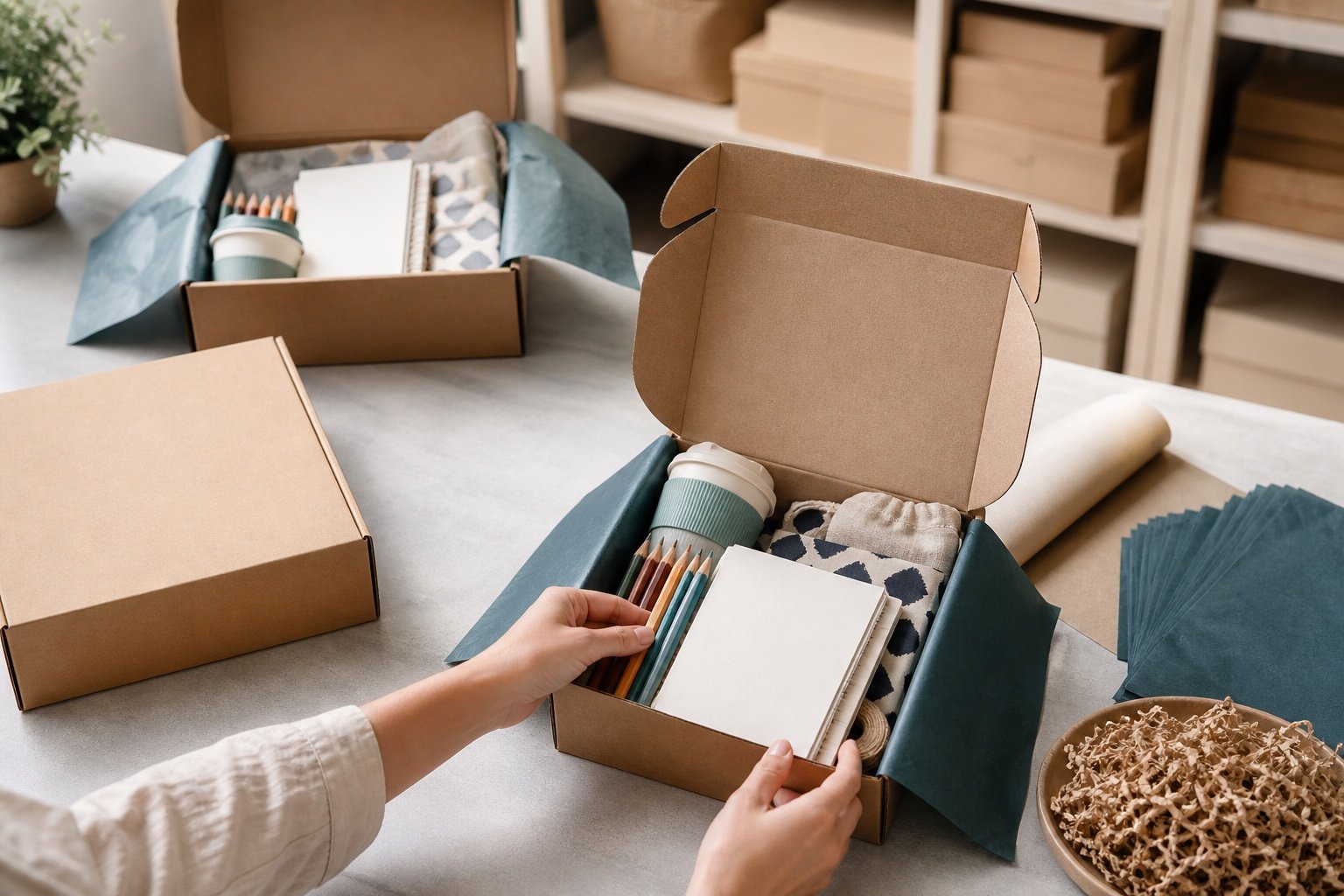 Subscription Box Online Shop Fulfilment Subscription boxes being prepared for online shop customers